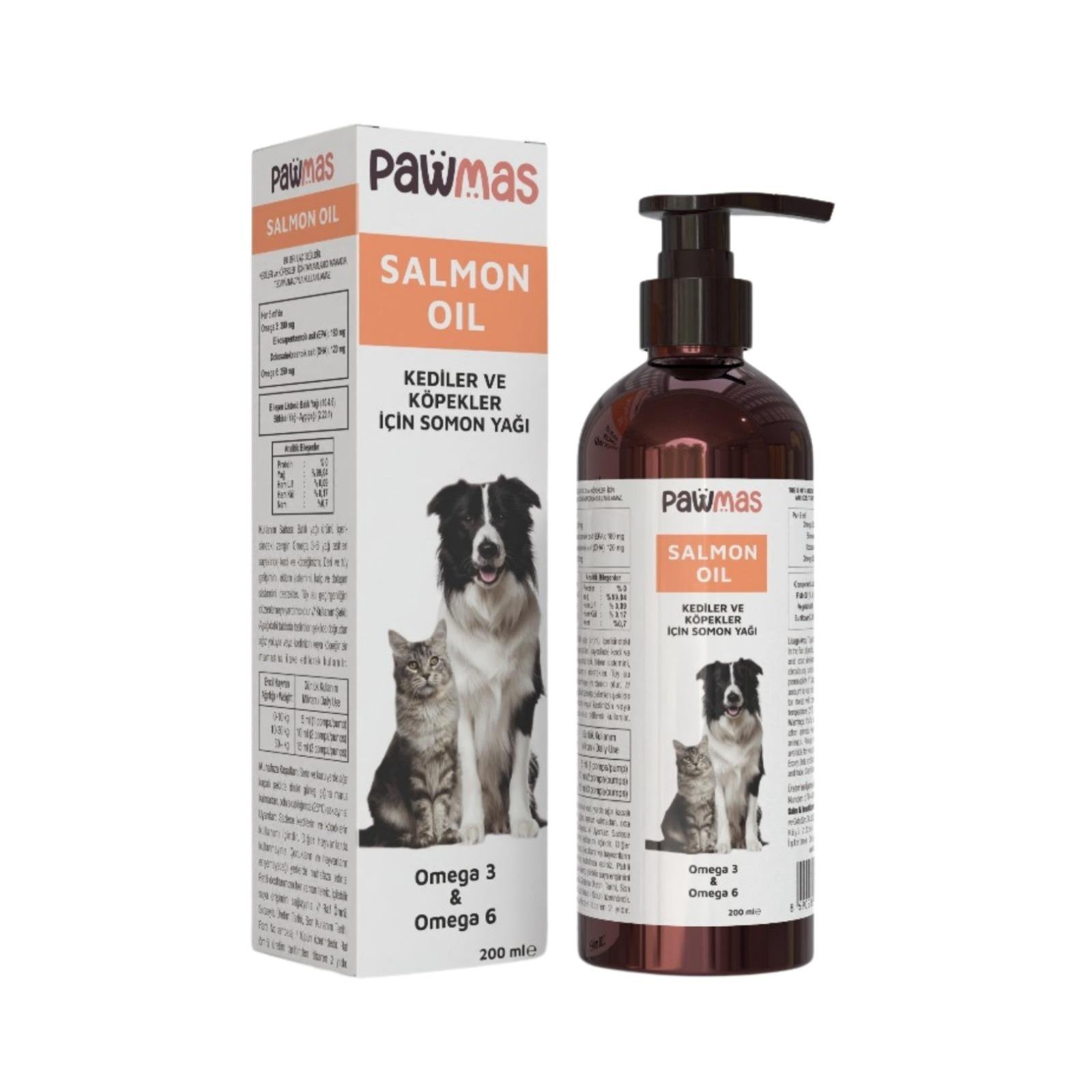Pawmas Salmon Oil 200 Ml – Omega 3 & Omega 6 (Kediler ve Köpekler İçin Somon Yağı)