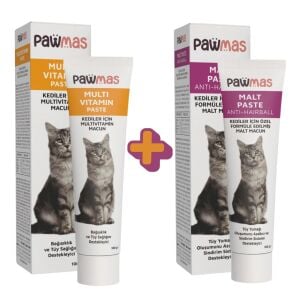 Pawmas Malt Paste (Anti Hairball)+Multi Vitamin Paste Kedi Macunu 100GR