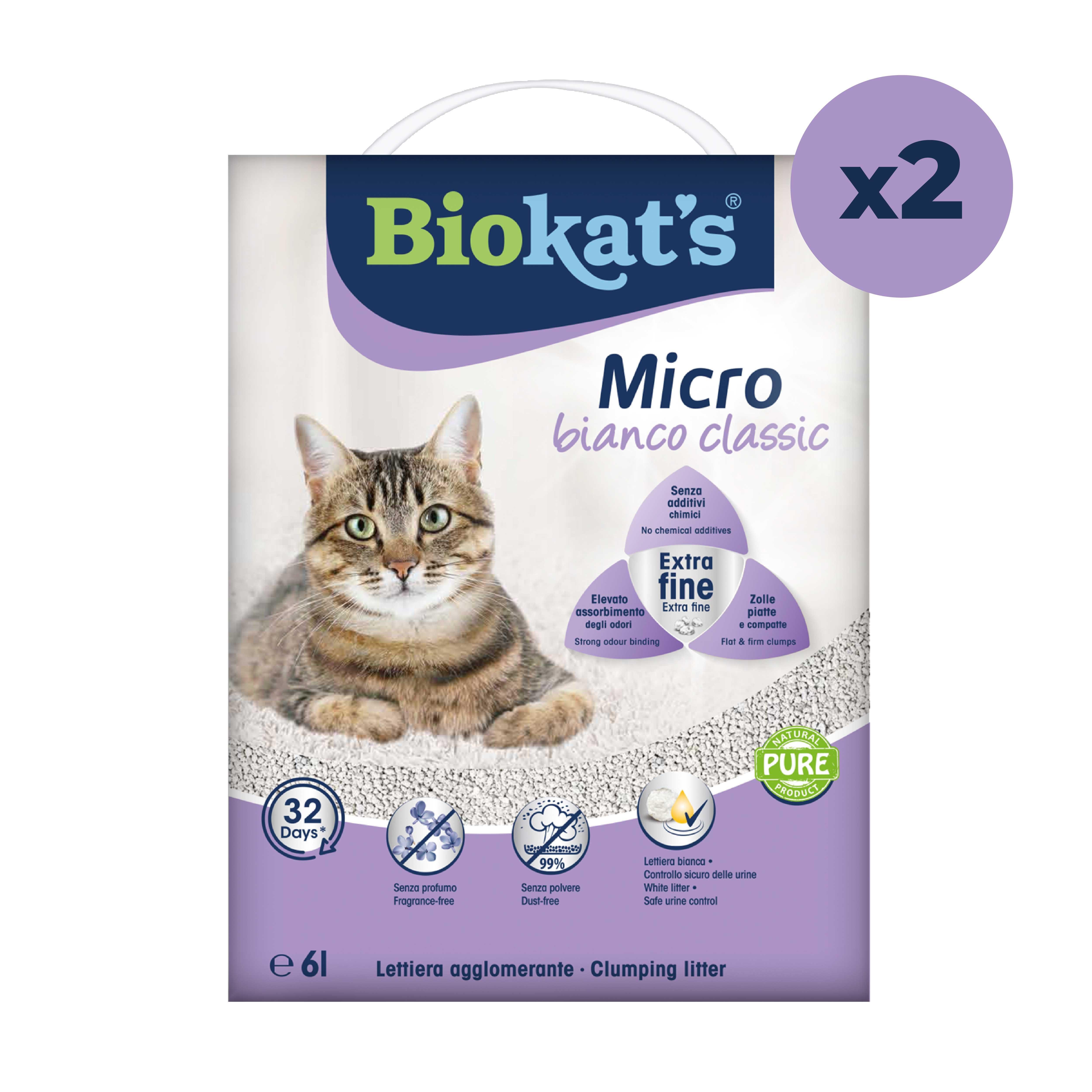 Biokats Kedi Kumu Micro Bianco Classic 6 Lt x 2 Adet