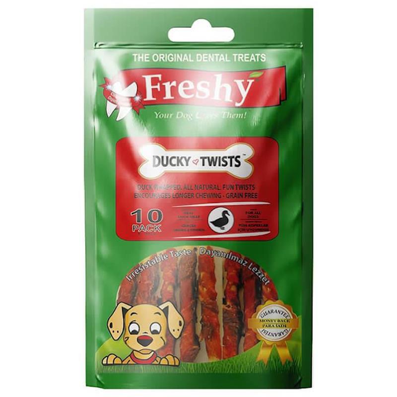 Freshy Ducky Twists Ördek Etli Burgu Çubuk Köpek Ödülü 90 Gr 10 Adet