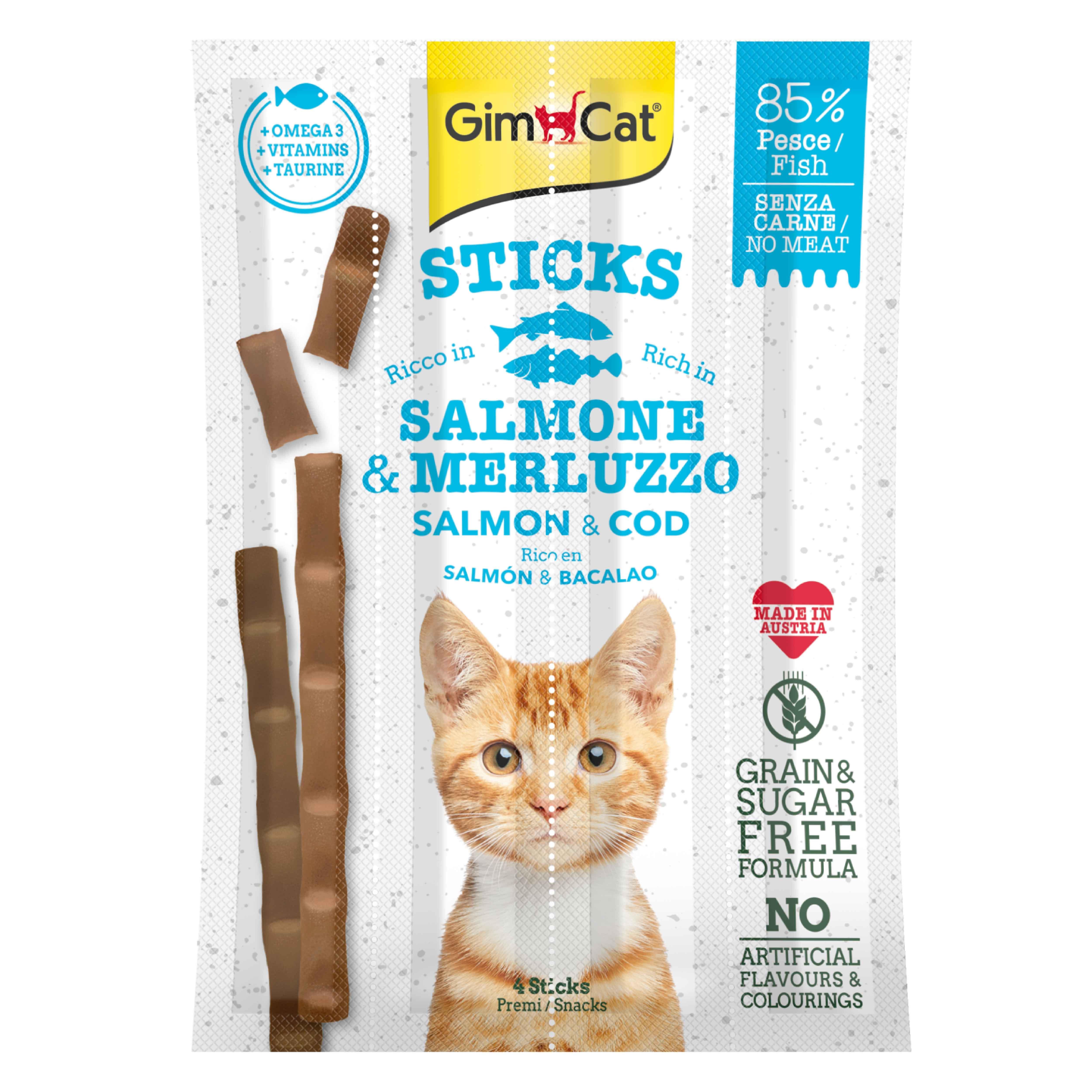 GimCat Sticks Somon Morina Tahılsız Ödül Çubukları 4'lü 20 gr