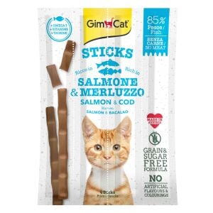 GimCat Sticks Somon Morina Tahılsız Ödül Çubukları 4'lü 20 gr