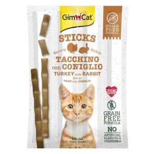 GimCat Sticks Hindi Etli Tavşan etli Tahılsız Ödül Çubukları 4lü 20gr