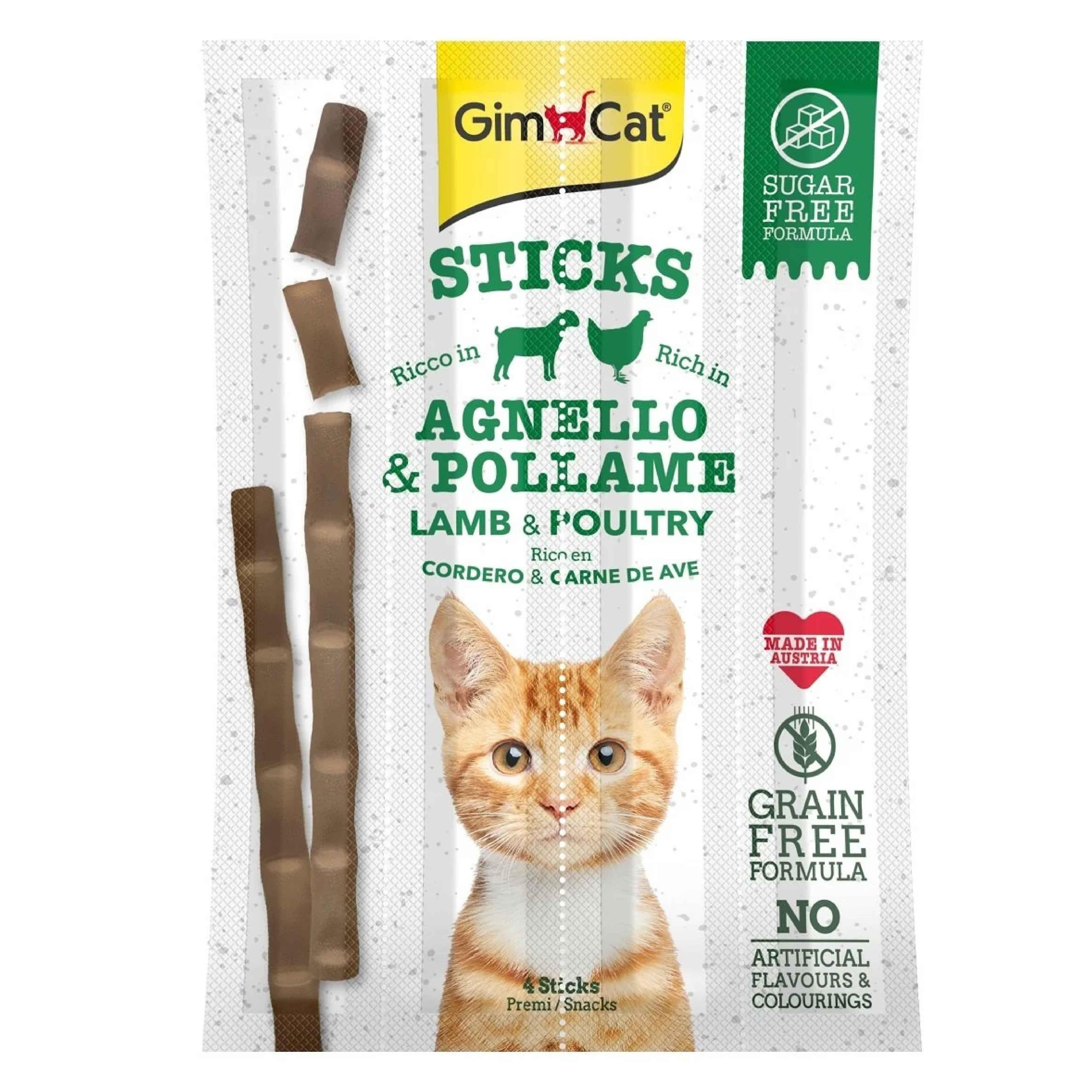 GimCat Sticks Kuzu etli Tavuklu TAHILSIZ Ödül Çubukları 4lü 20 gr
