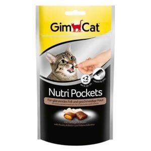 GimCat Nutripockets Kedi Ödülü Tavuk Biotin 60Gr