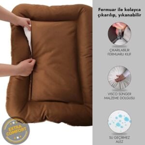 Jungolica Sally Alezli Minder Köpek Yatağı 55 x 75 cm (Kahve-Vizon)