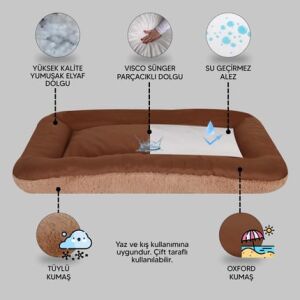 Jungolica Sally Alezli Minder Köpek Yatağı 55 x 75 cm (Kahve-Vizon)