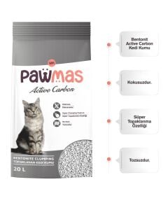 Pavmas Aktif Karbonlu Bentonit Kedi Kumu 20lt