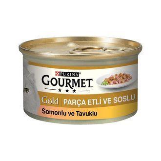 Gourmet Gold Parça Etli Soslu Somonlu ve Tavuklu Kedi Konservesi 85 Gr x 24 Adet