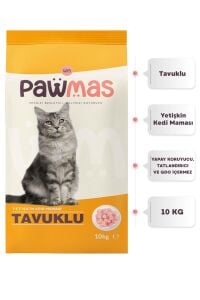 Pawmas Tavuklu Yetişkin Kedi Maması 10 Kg