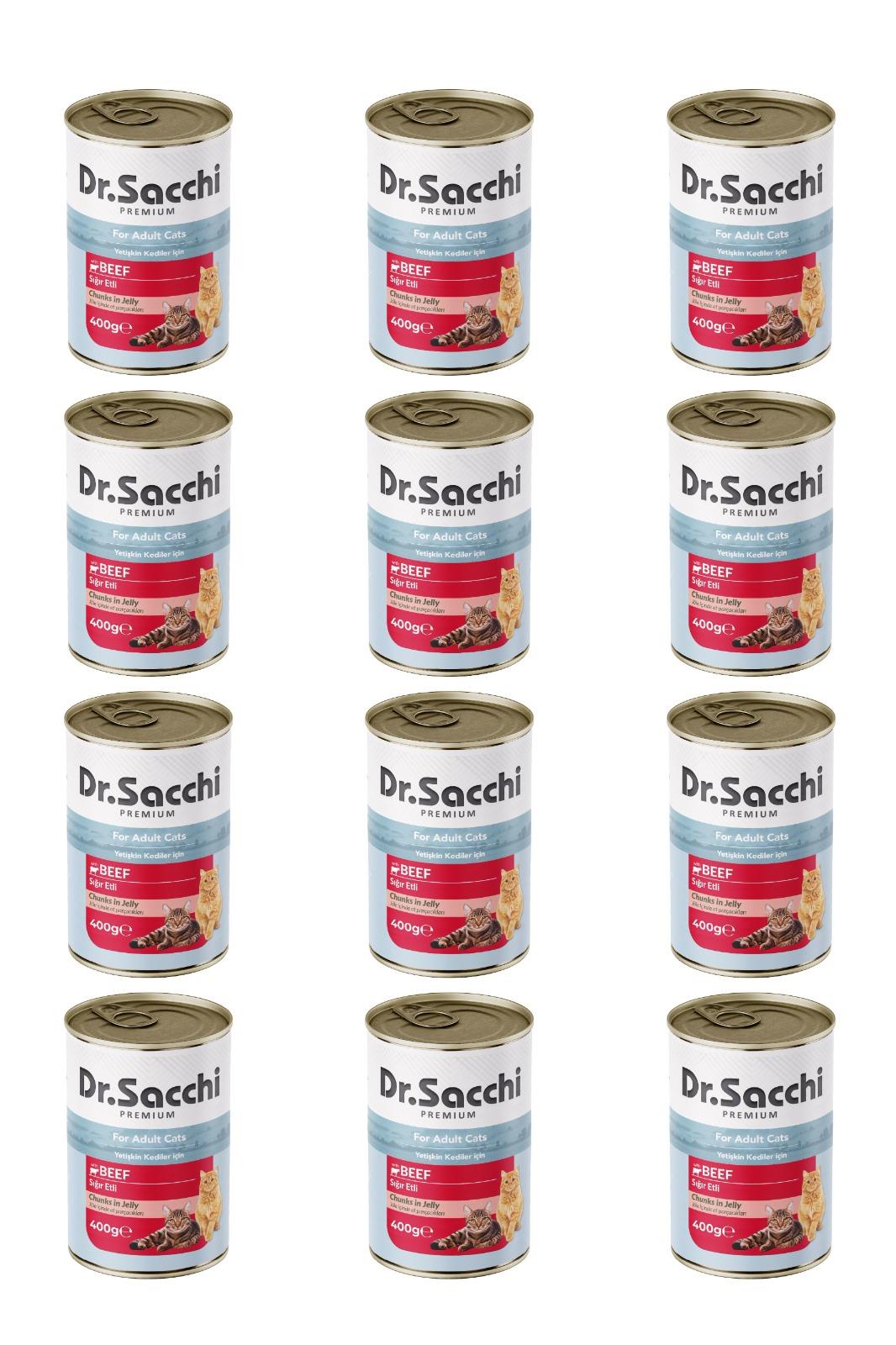 Dr.Sacchi Konserve Kedi Sığır Etli 400gr x 12 adet