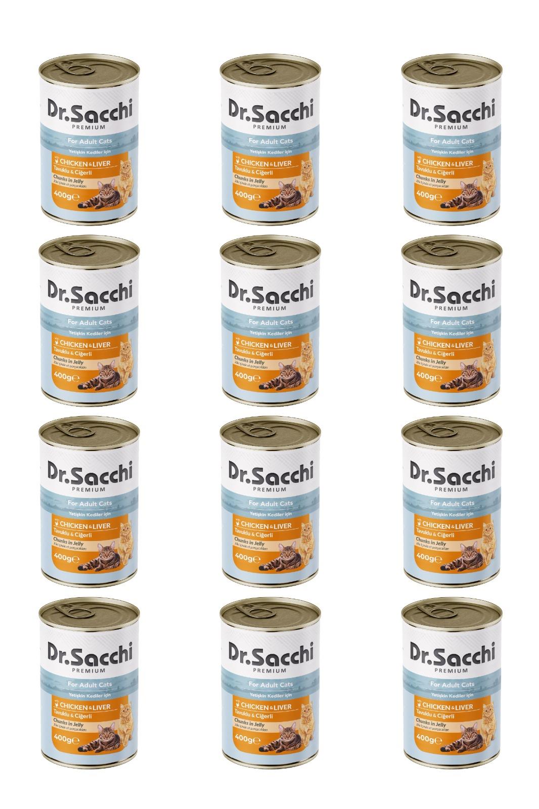 Dr.Sacchi yetişkin kedi-tavuklu ciğerli 400gr x x 12 adet