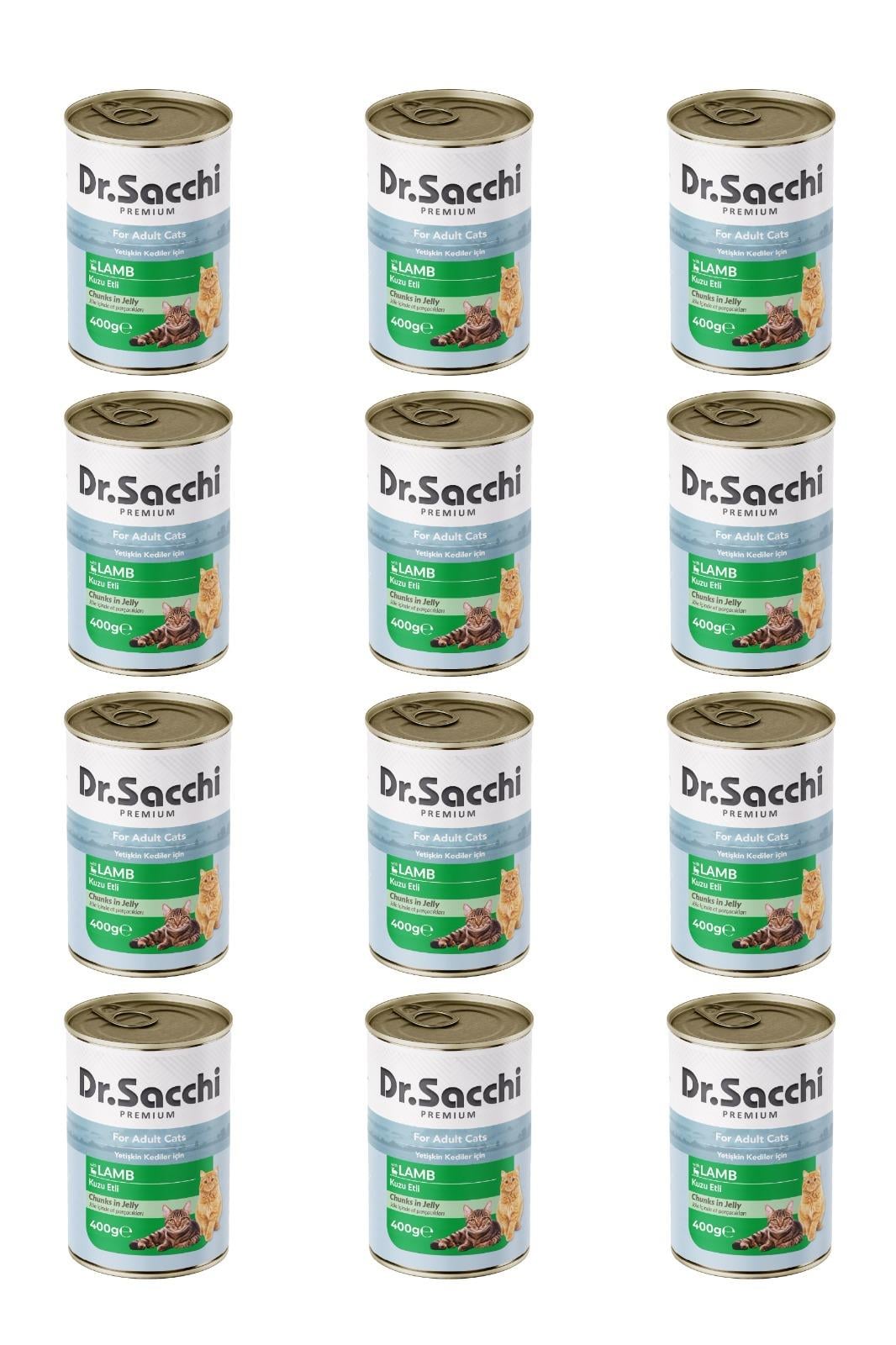 Dr.Sacchi yetişkin kedi-kuzu etli 400gr x 12 adet