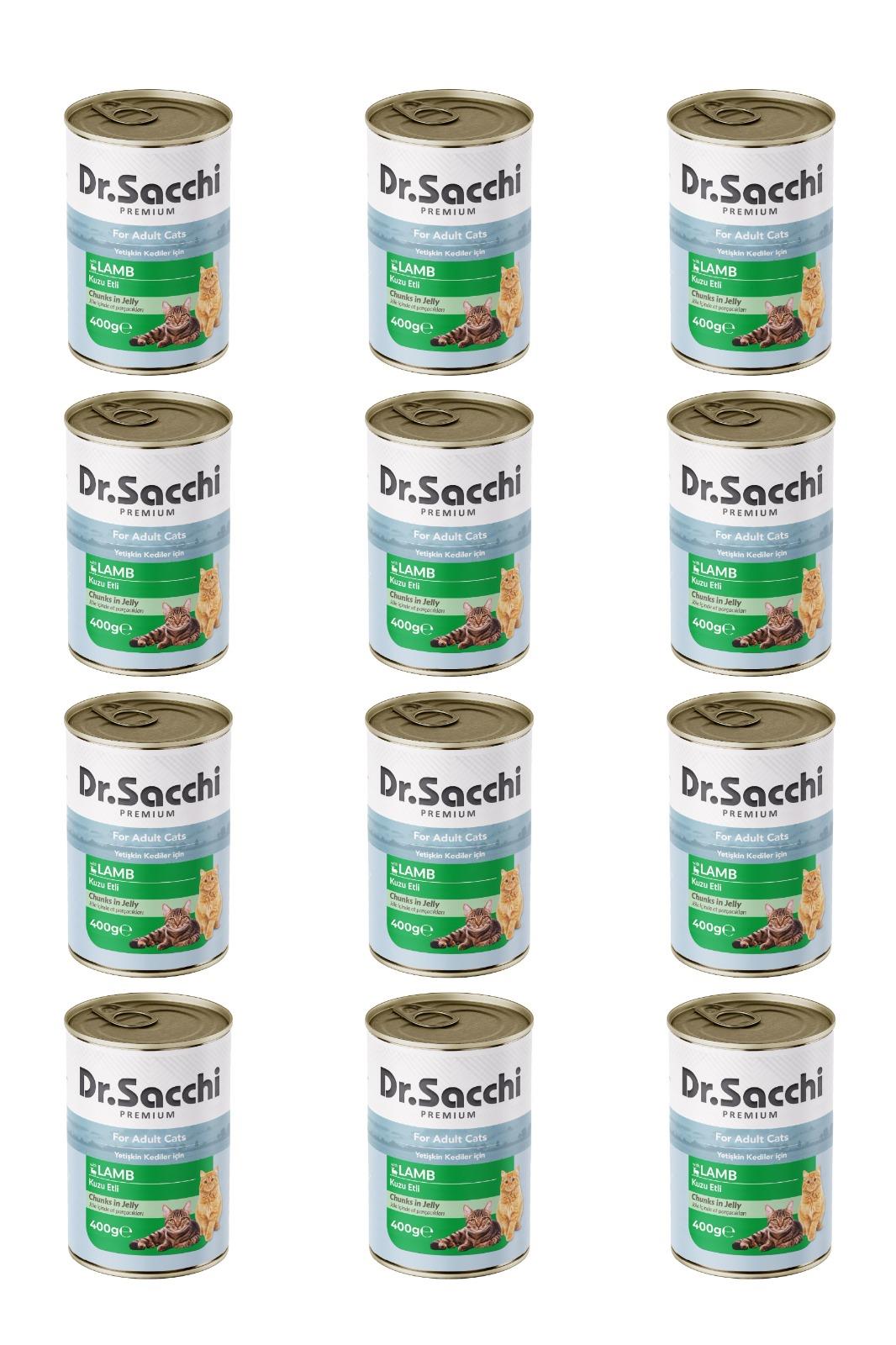 Dr.Sacchi yetişkin kedi-kuzu etli 400gr x 12 adet