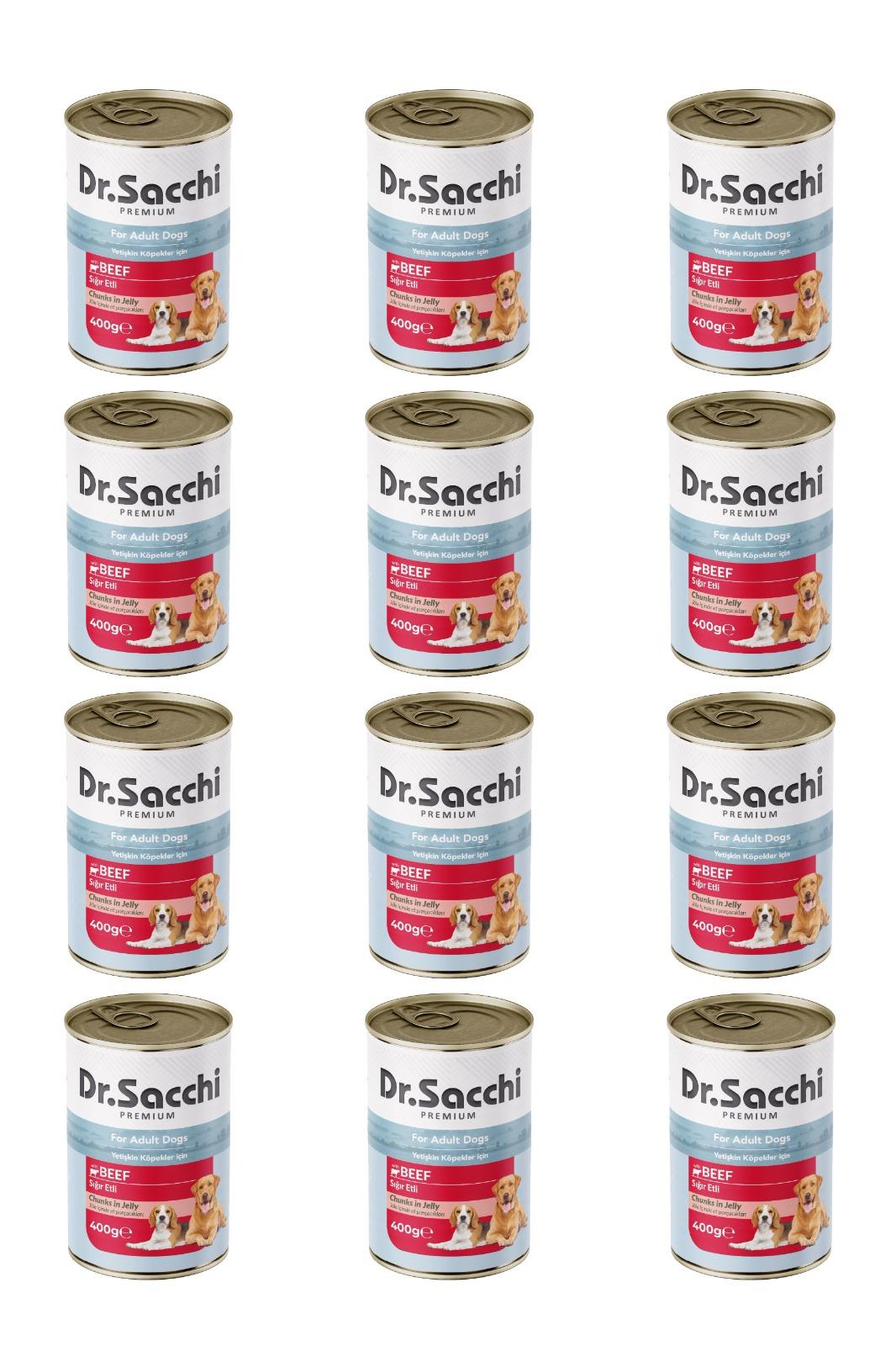 Dr.Sacchi yetişkin köpek-sığır etli 400gr x 12 adet