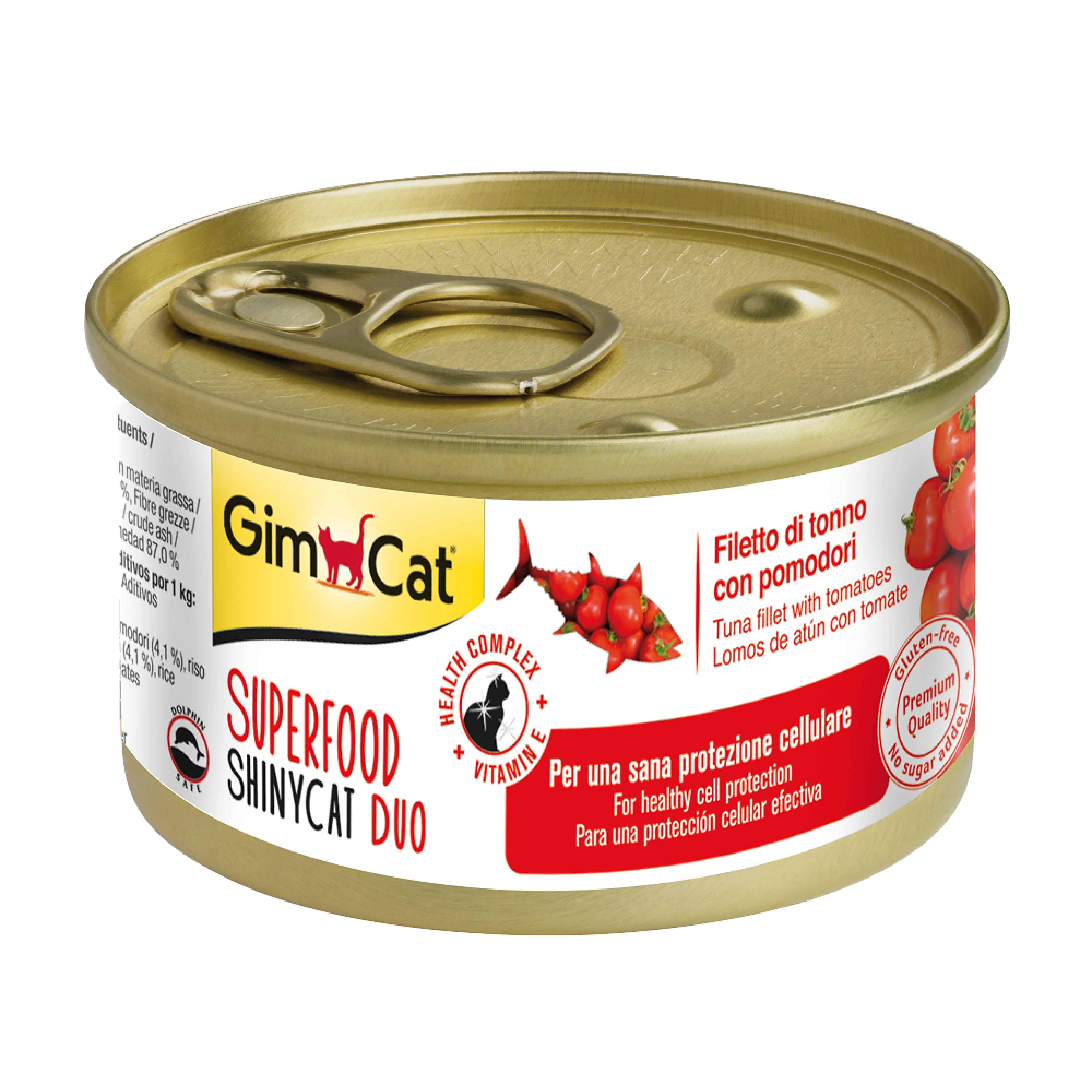GimCat Shinycat SF Fileto Tuna Balıklı Domatesli Konserve Kedi Maması 70 Gr