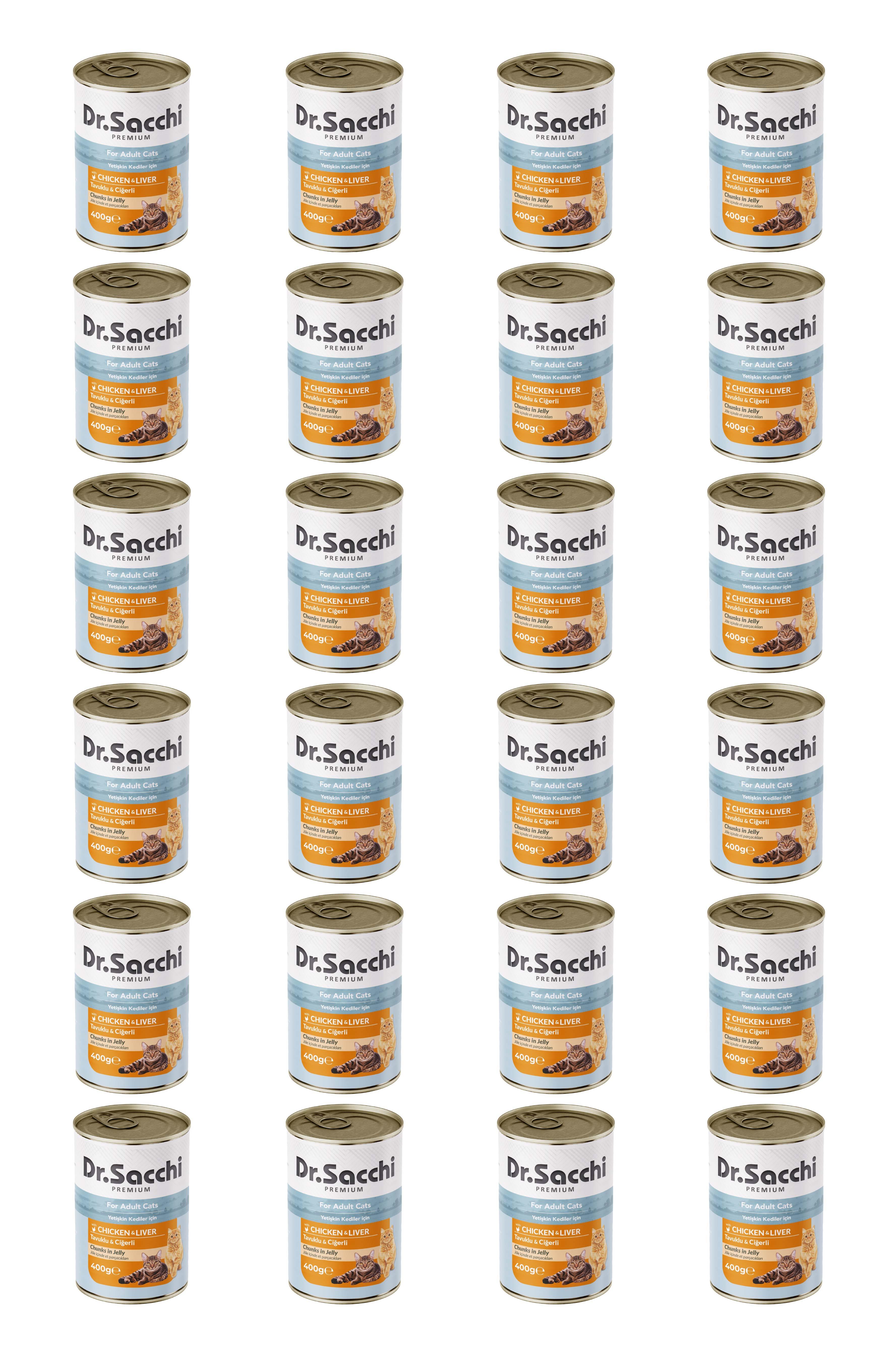 Dr.Sacchi yetişkin kedi-tavuklu ciğerli 400gr x x 24 adet