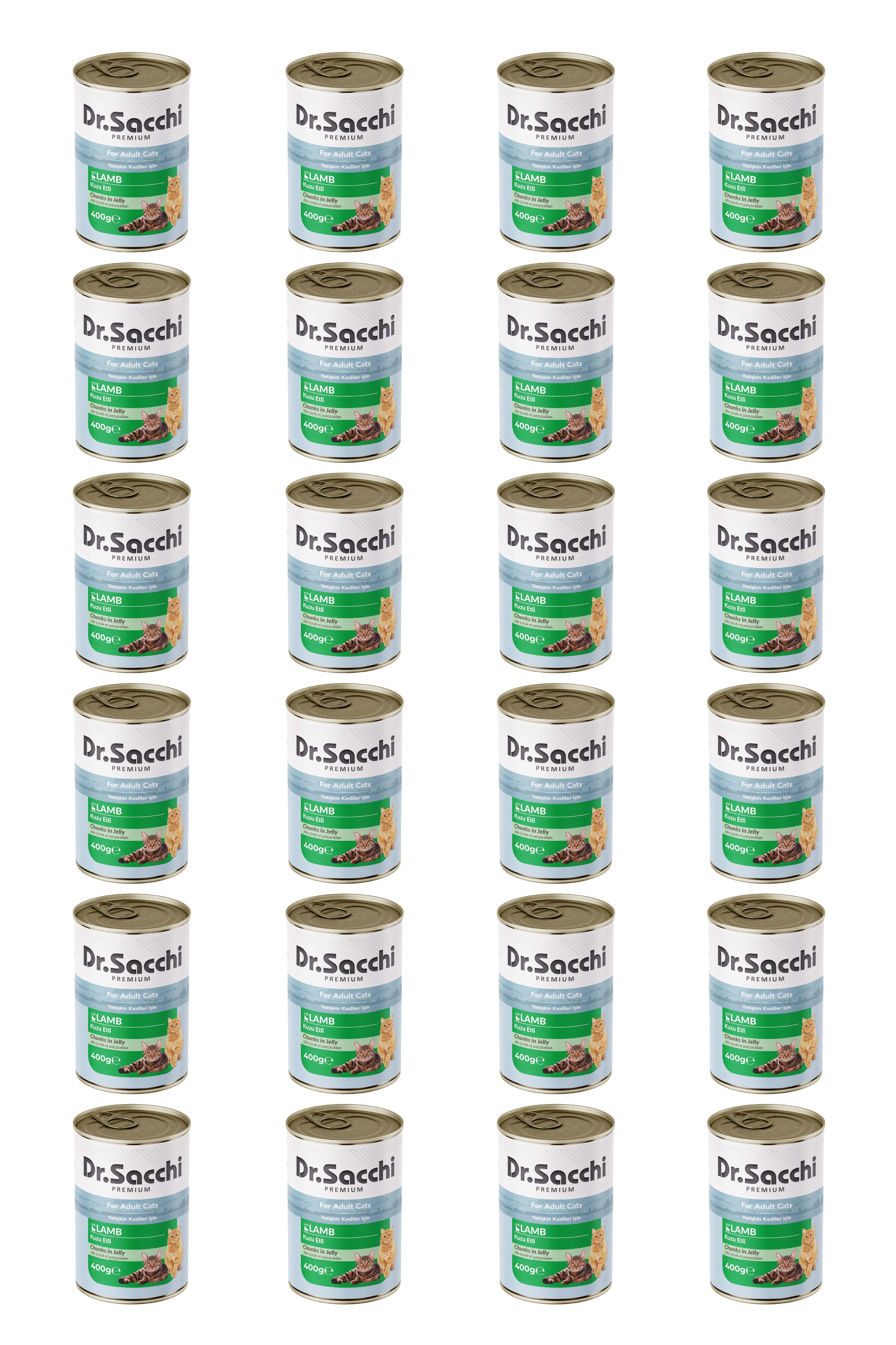 Dr.Sacchi yetişkin kedi-kuzu etli 400gr x 24 adet