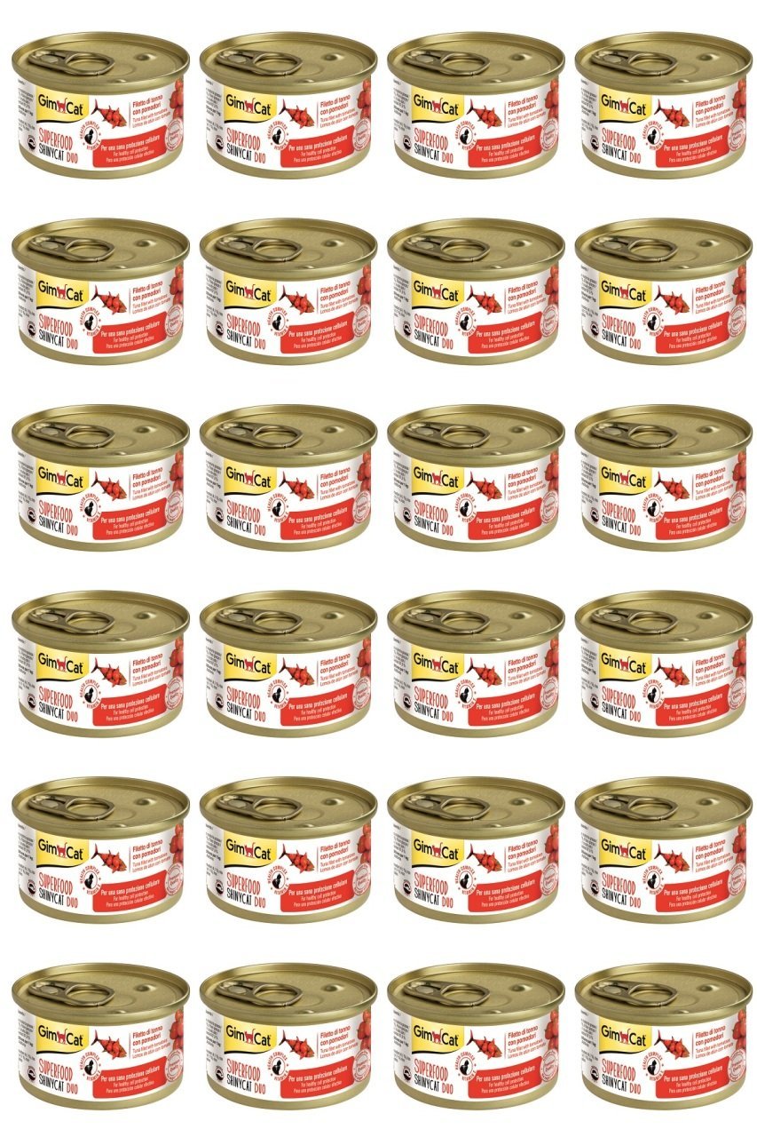 GimCat Shinycat SF Fileto Tuna Balıklı Domatesli Konserve Kedi Maması 70 Gr x 24 Adet