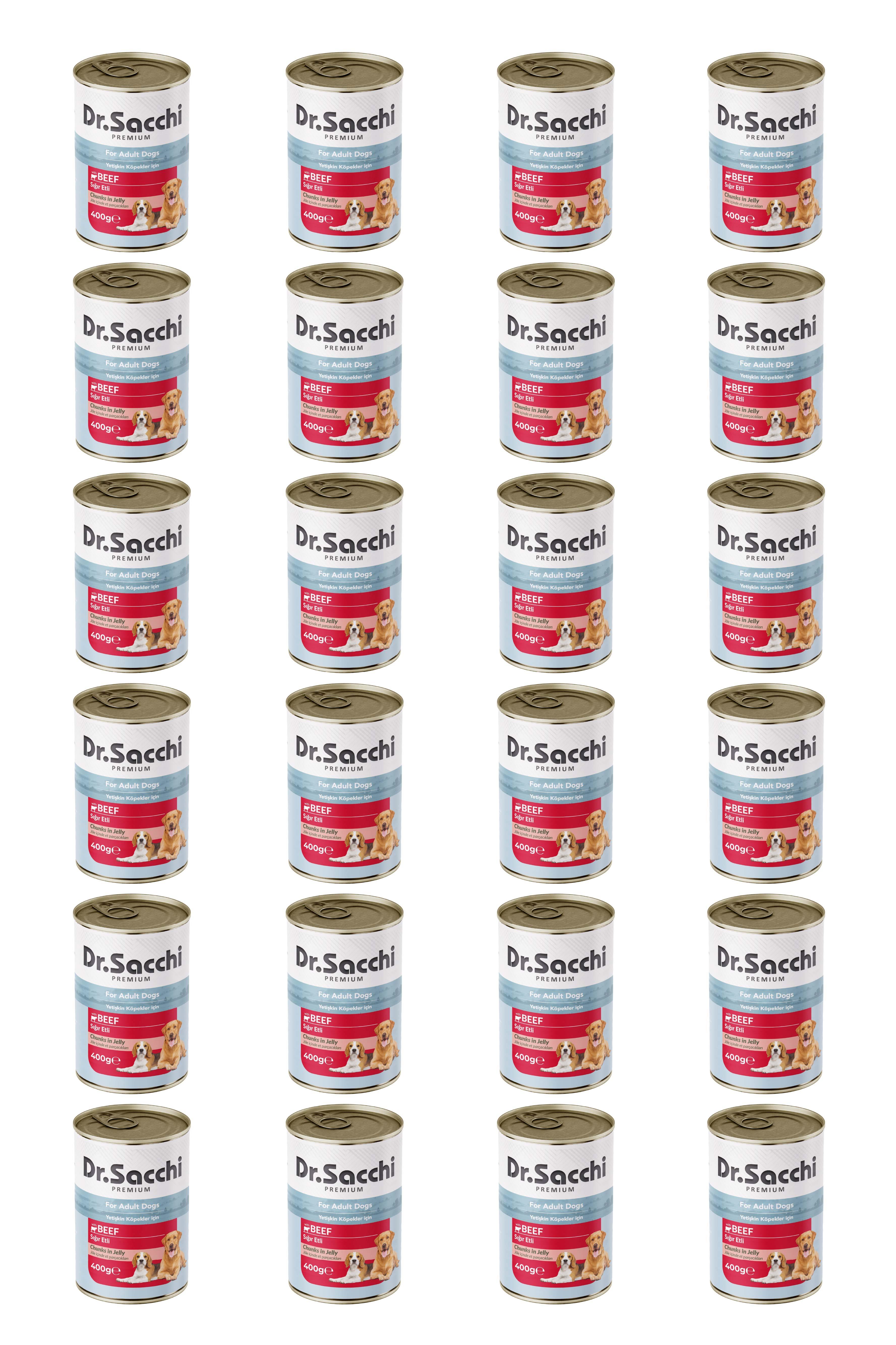 Dr.Sacchi yetişkin köpek-sığır etli 400gr x 24 adet