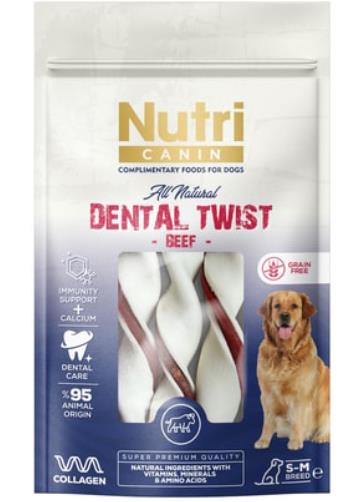 Nutri Canin Dental Twist Sığır Etli Köpek Ödülü S/M 80 Gr