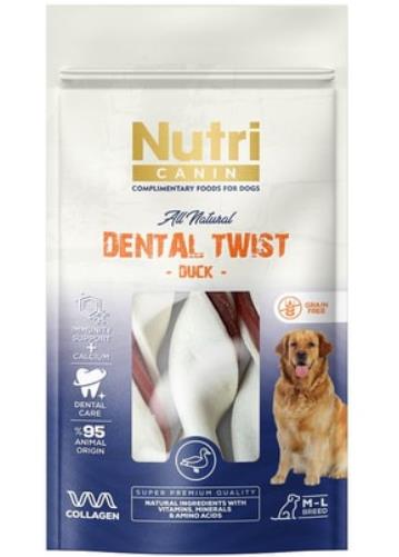 Nutri Canin Dental Twist Ördekli Köpek Ödülü M/L 120 Gr