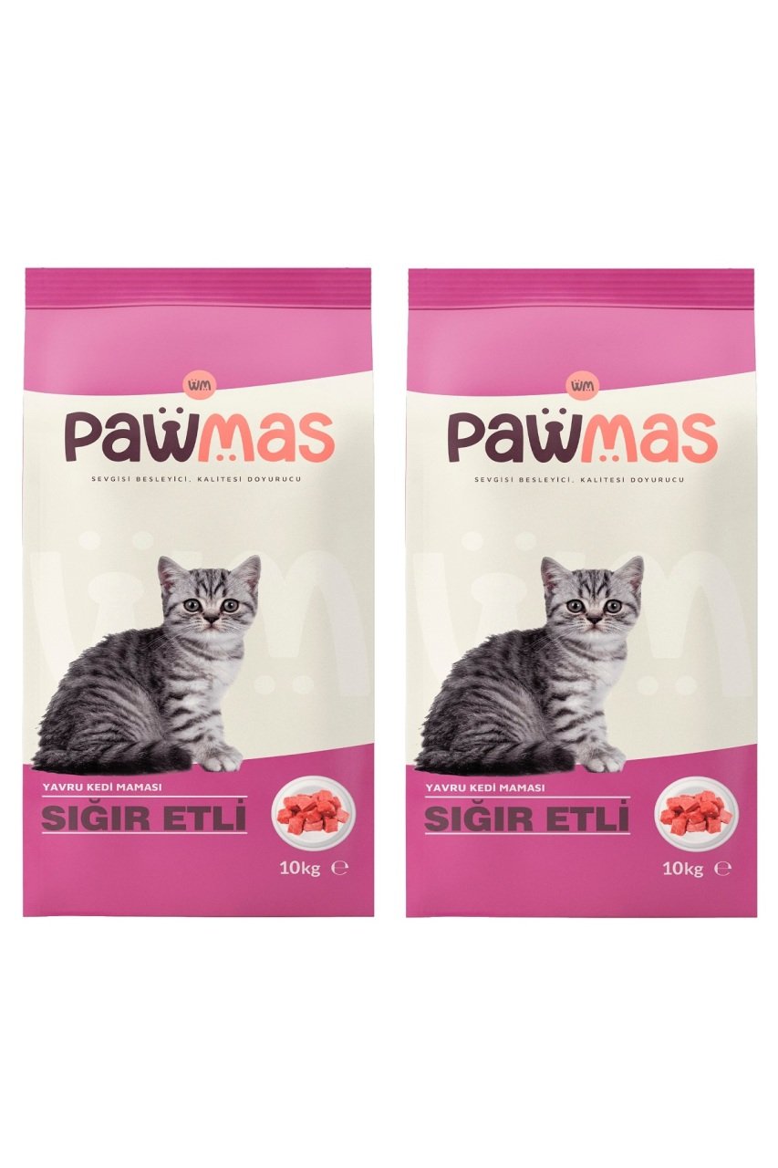 Pawmas Sığır Etli Yavru Kedi Maması 10 Kg x 2 Adet