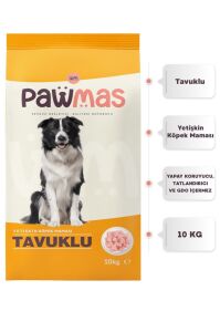Pawmas Tavuklu Yetişkin Köpek Maması 10 Kg x 2 Adet