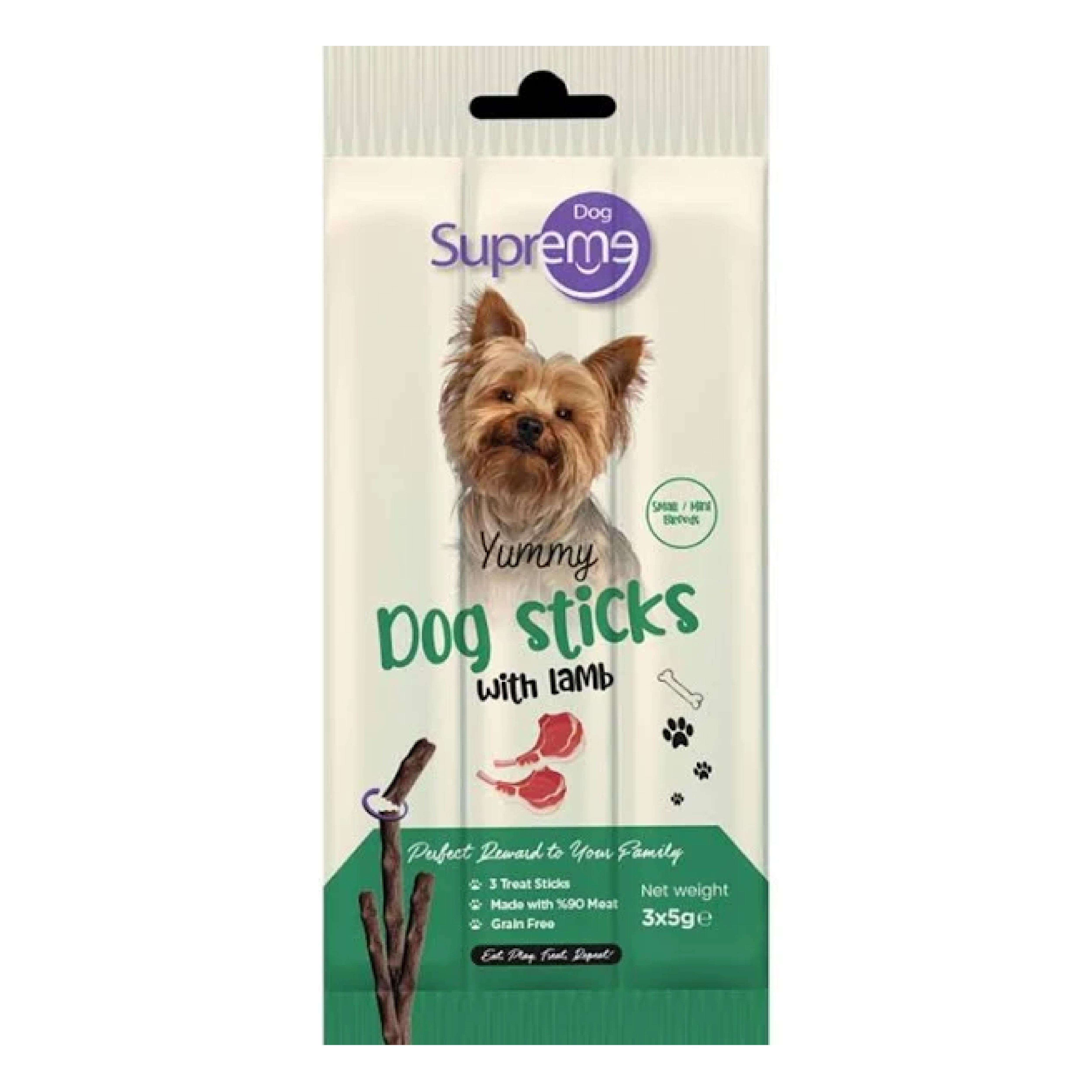 Supreme Dog Sticks Kuzu Etli Küçük Irk Köpek Ödül Çubuğu 5gr (3'lü)