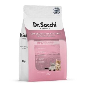 Dr.Sacchi Premium Düşük Tahıllı Sığır Etli ve Kuzu Etli Yavru Kedi Maması 1 Kg