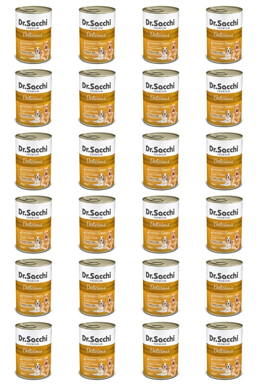 Dr.Sacchi Konserve Köpek Tavuklu Hindili 400gr x 24 Adet
