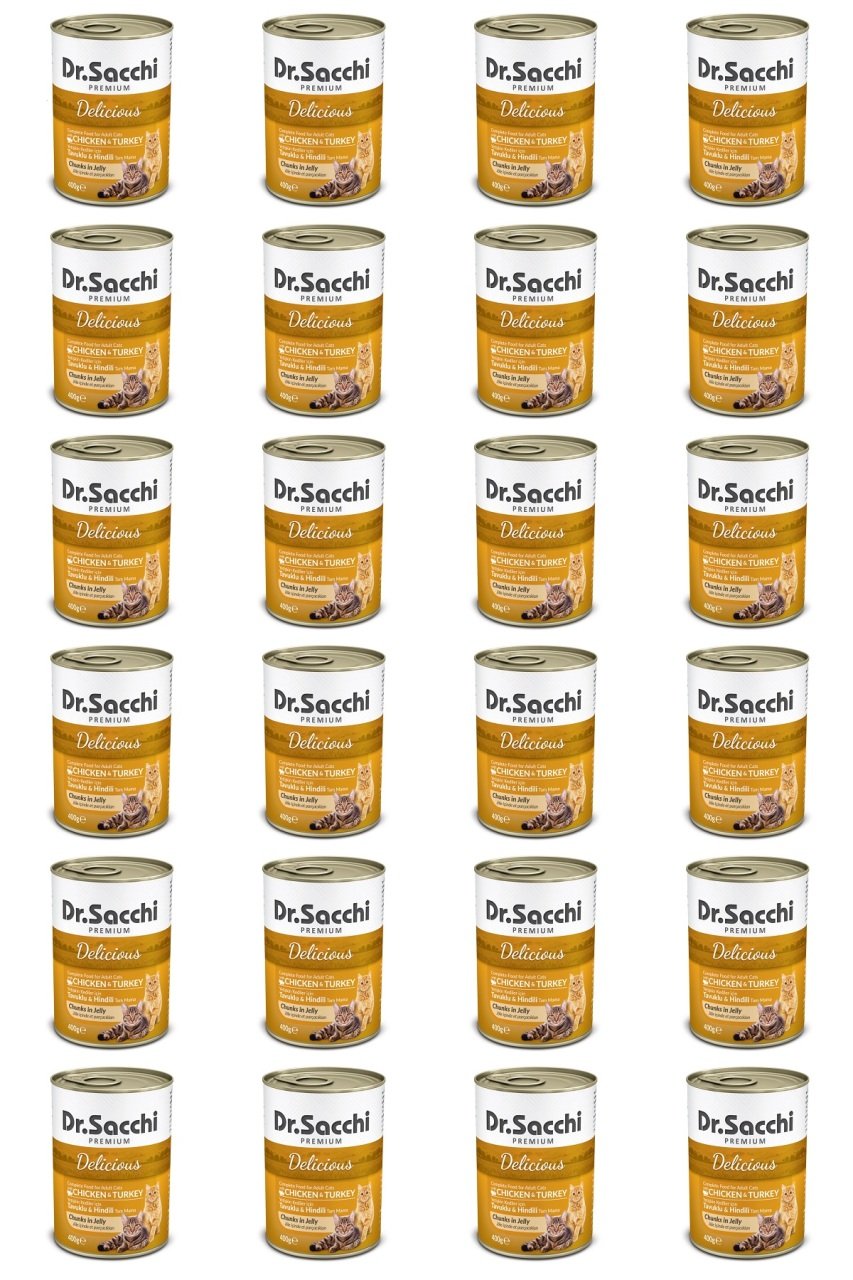 Dr.Sacchi Konserve Kedi Tavuklu Hindili 400gr x 24 Adet