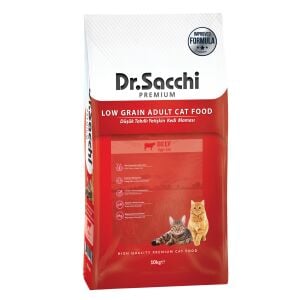Dr.Sacchi Premium Düşük Tahıllı Sığır Etli Yetişkin Kedi Maması 10 Kg