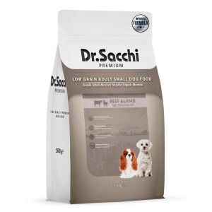 Dr.Sacchi Düşük Tahıllı Sığır Etli ve Kuzu Etli Mini Irk Yetişkin Köpek Maması 1,5 Kg